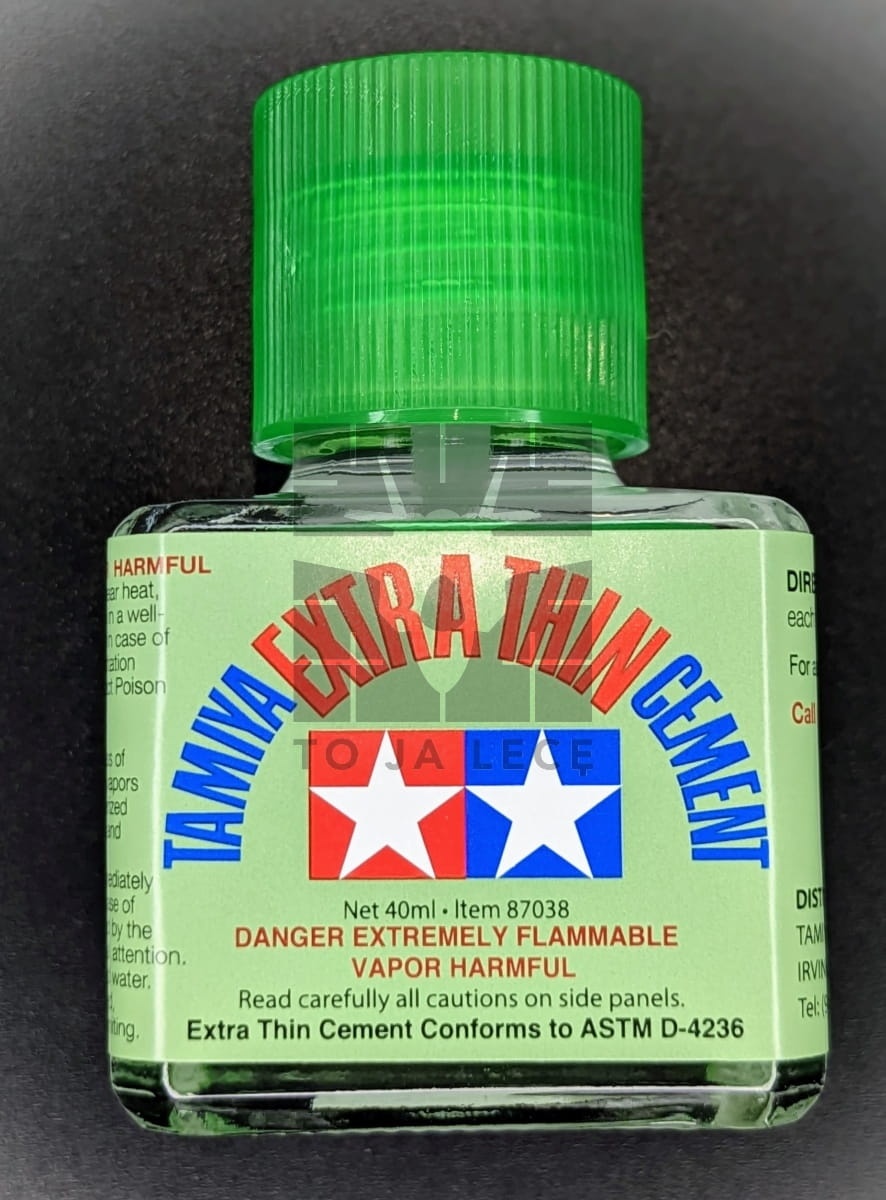 Zdjęcie dodatkowe produktu Klej z pędzelkiem do plastiku 40ml Tamiya 87038 EXTRA THIN CEMENT