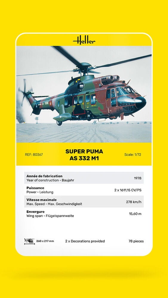 Zdjęcie dodatkowe produktu Super Puma AS 332 M1 1:72 Heller 80367