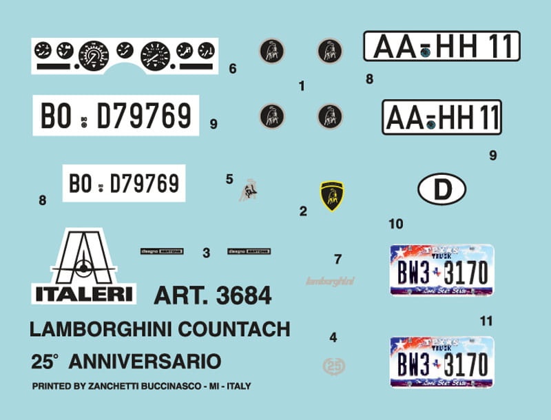 Zdjęcie dodatkowe produktu Lamborghini Countach 25th Anniversary 1:24 Italeri 3684