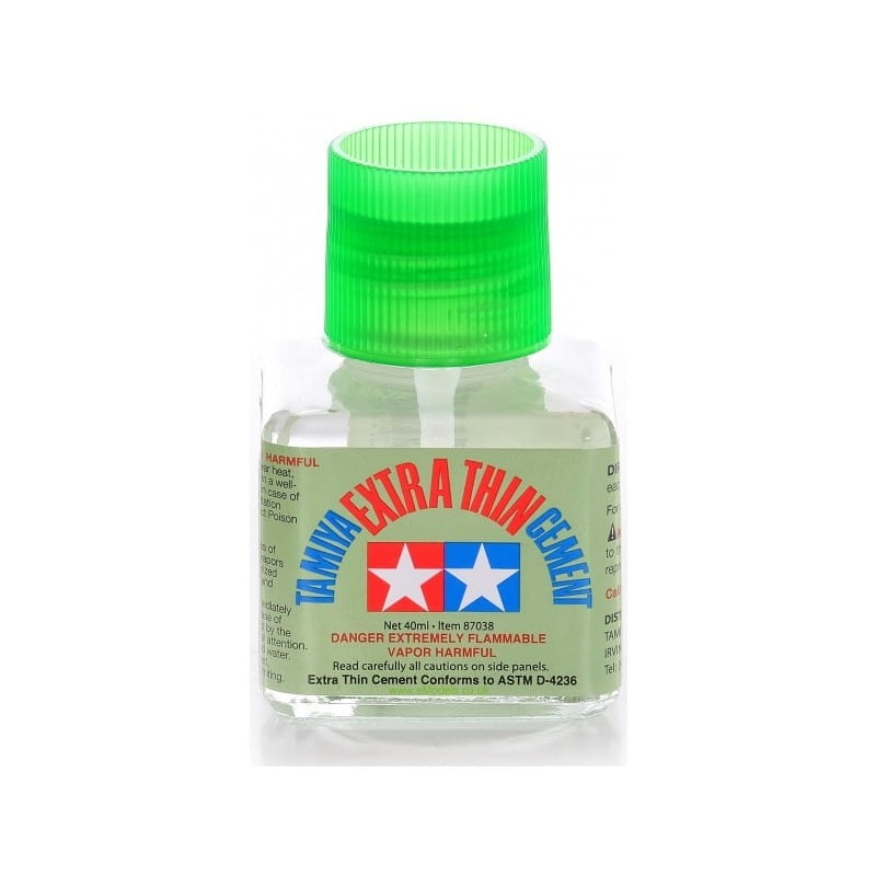 Zdjęcie główne produktu Klej z pędzelkiem do plastiku 40ml Tamiya 87038 EXTRA THIN CEMENT