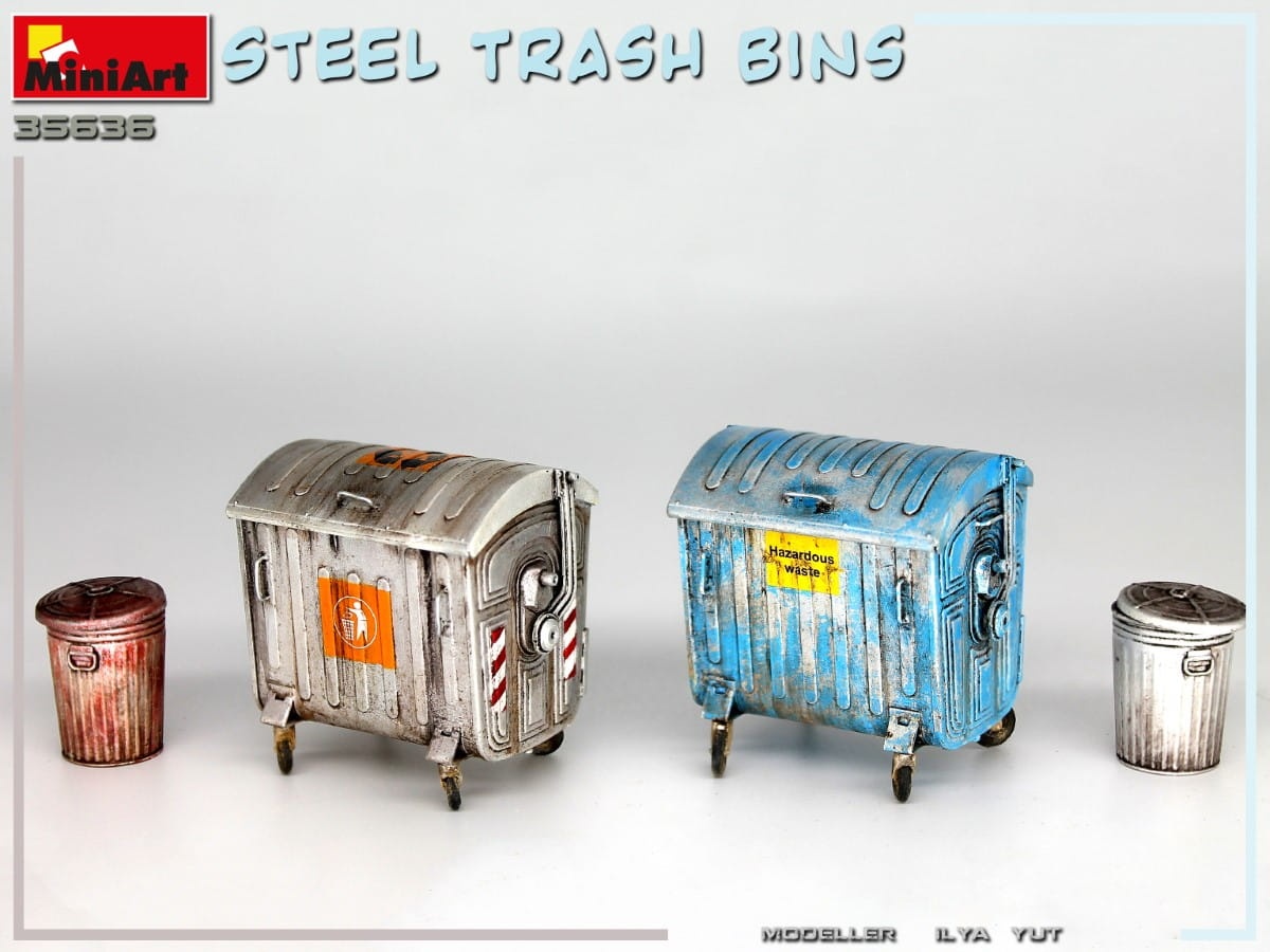 Zdjęcie dodatkowe produktu Steel Trash Bins 1:35 MiniArt 35636