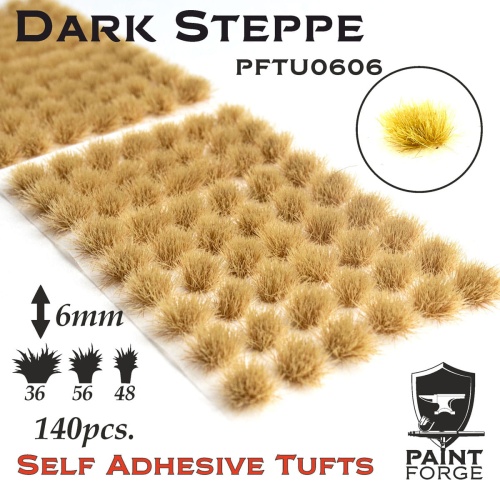 Dark Steppe Grass Tufts 6mm (140szt) Paint Forge PFTU0606