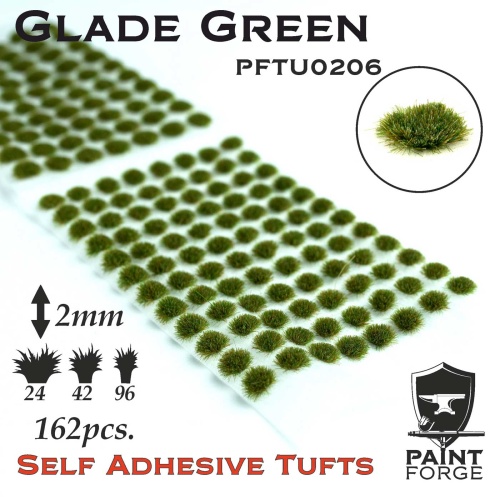 Glade Green Grass Tufts 2mm (162szt) Paint Forge PFTU0206