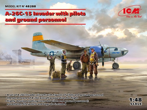 A-26C-15 Invader with pilots and ground personnel 1:48 ICM 48288
