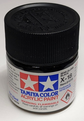 Tamiya 81018 X-18 Semi Gloss Black Farba 23ml X18 Acrylic