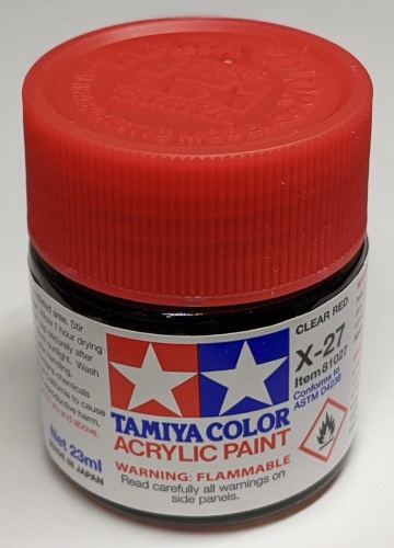 Tamiya 81027 X-27 Clear Red Gloss 23ml X27 Acrylic