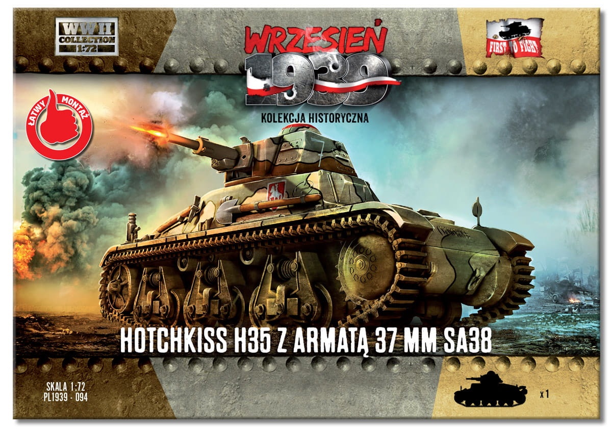 Zdjęcie główne produktu Hotchkiss H35 z Armatą 37mm SA38 1:72 First To Fight PL094