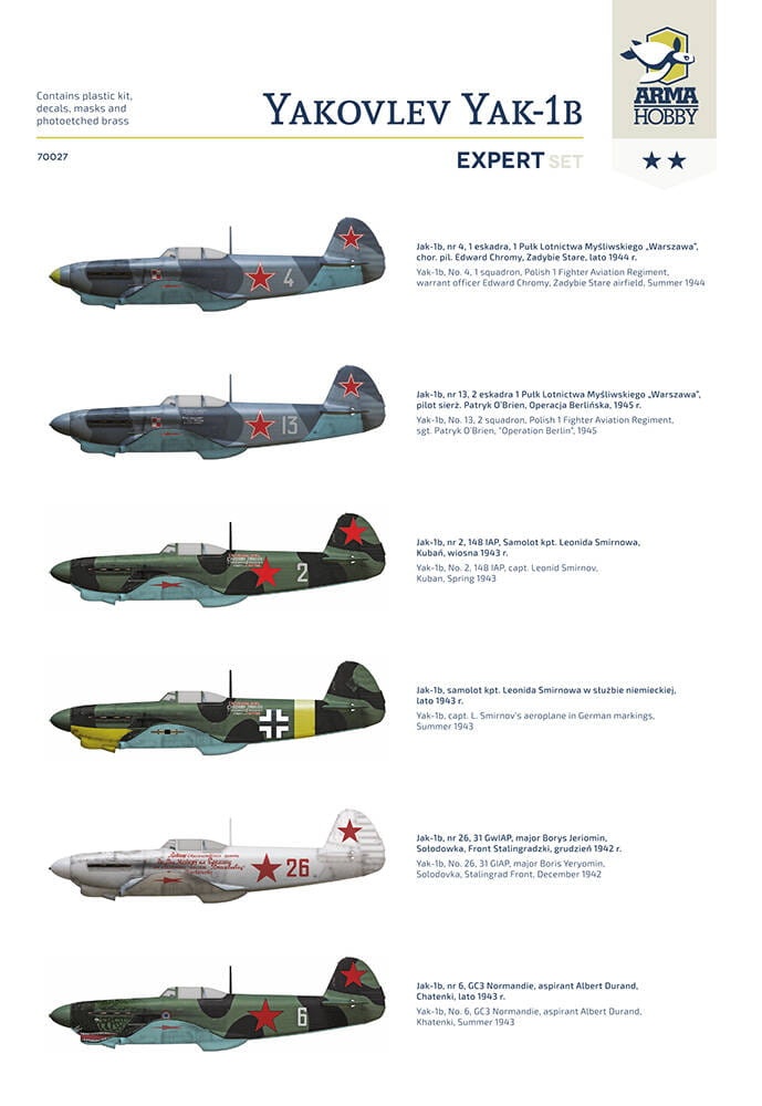 Zdjęcie dodatkowe produktu Jakowlew Jak-1B Expert Set 1:72 Arma Hobby 70027