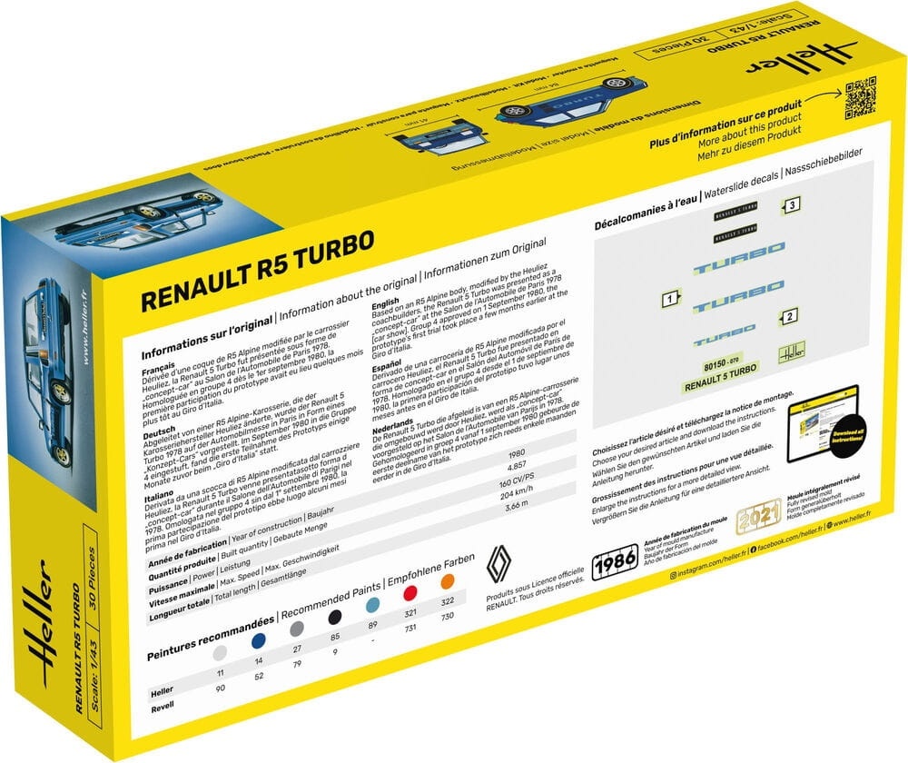 Zdjęcie dodatkowe produktu Renault R5 Turbo Starter Kit 1:43 Heller 56150