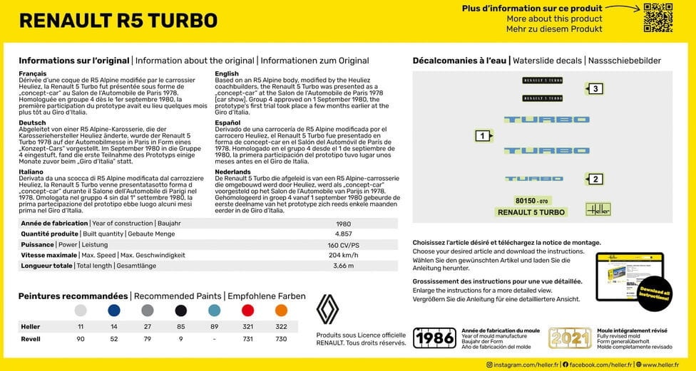 Zdjęcie dodatkowe produktu Renault R5 Turbo Starter Kit 1:43 Heller 56150