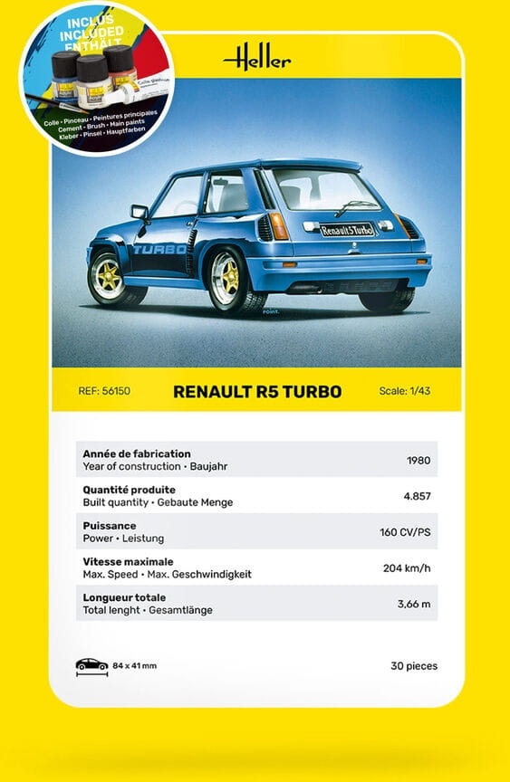 Zdjęcie dodatkowe produktu Renault R5 Turbo Starter Kit 1:43 Heller 56150