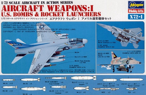 Zestaw amerykańskich bomb konwencjonalnych (Broń lotnicza I) 1:72 Hasegawa X72-1