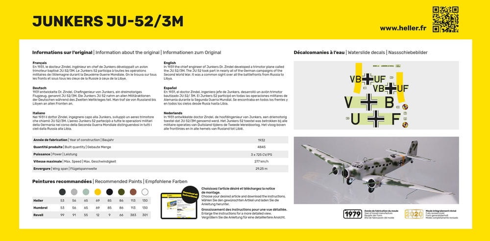 Zdjęcie dodatkowe produktu Junkers Ju-52/3M 1:72 Heller 80380