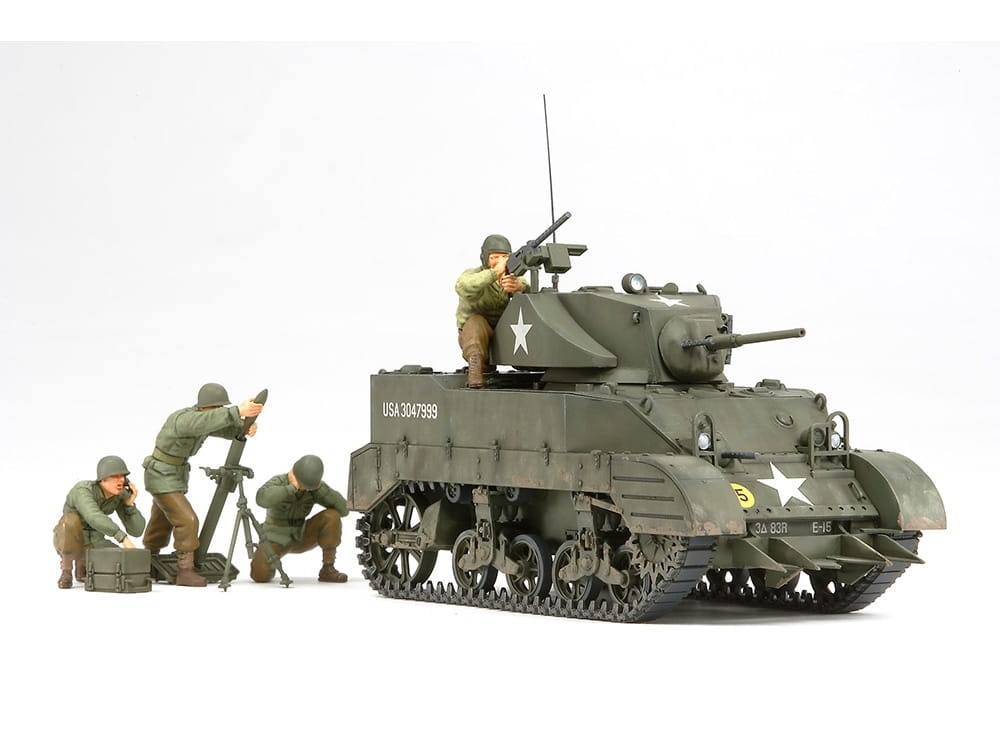 Zdjęcie główne produktu M5A1 Pursuit Operation (czołg lekki plus 4 figurki) 1:35 Tamiya 35313