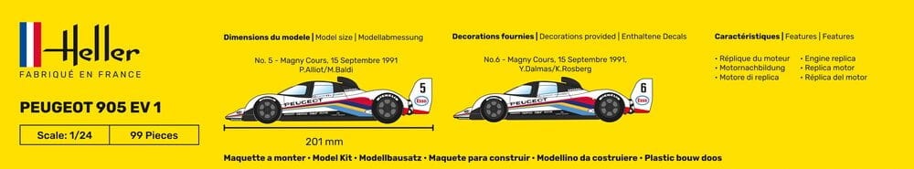 Zdjęcie dodatkowe produktu Peugeot 905 EV 1 1:24 Heller 80718