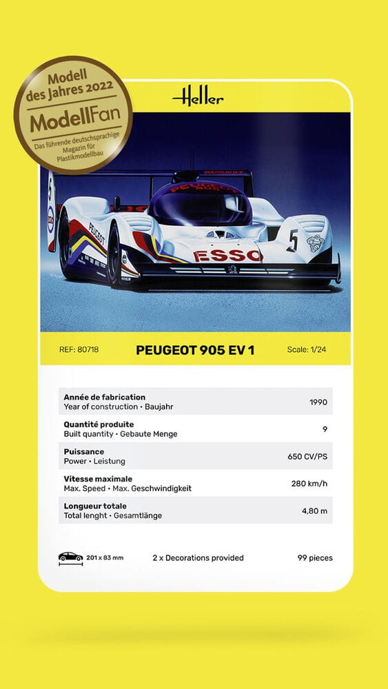 Zdjęcie dodatkowe produktu Peugeot 905 EV 1 1:24 Heller 80718