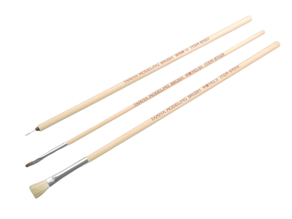 Zdjęcie główne produktu Zestaw pędzli naturalnych (3szt) Tamiya 87066 Modeling Brush Basic Set
