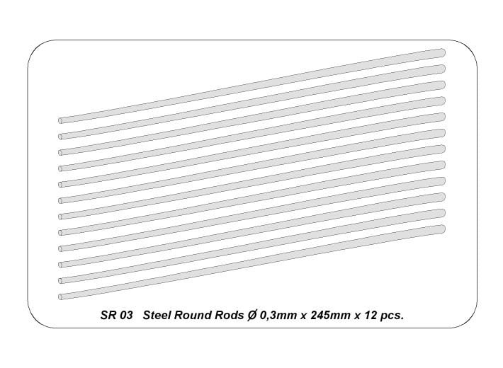 Zdjęcie dodatkowe produktu Pręty stalowe śr. 0,3mm dł. 245mm (12 szt) Aber SR 03