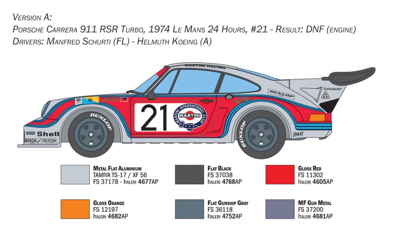 Zdjęcie dodatkowe produktu Porsche Carrera RSR Turbo 1:24 Italeri 3625