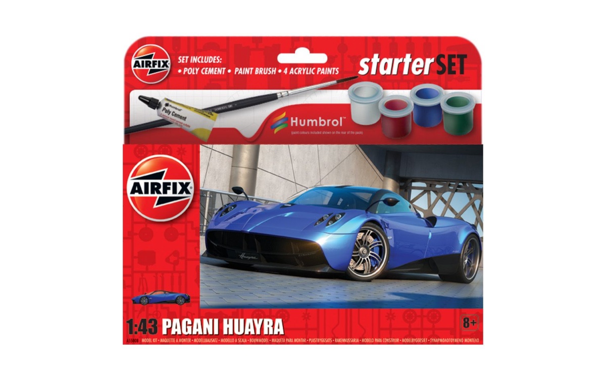 Zdjęcie dodatkowe produktu Pagani Huayra (Starter Set) 1:43 Airfix A55008 (z pędzlem, farbami i klejem)
