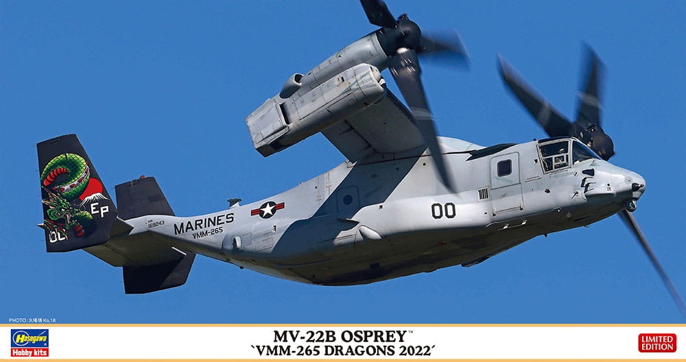 Zdjęcie główne produktu MV-22B Osprey (VMM-265 Dragons 2022) 1:72 Hasegawa 02421