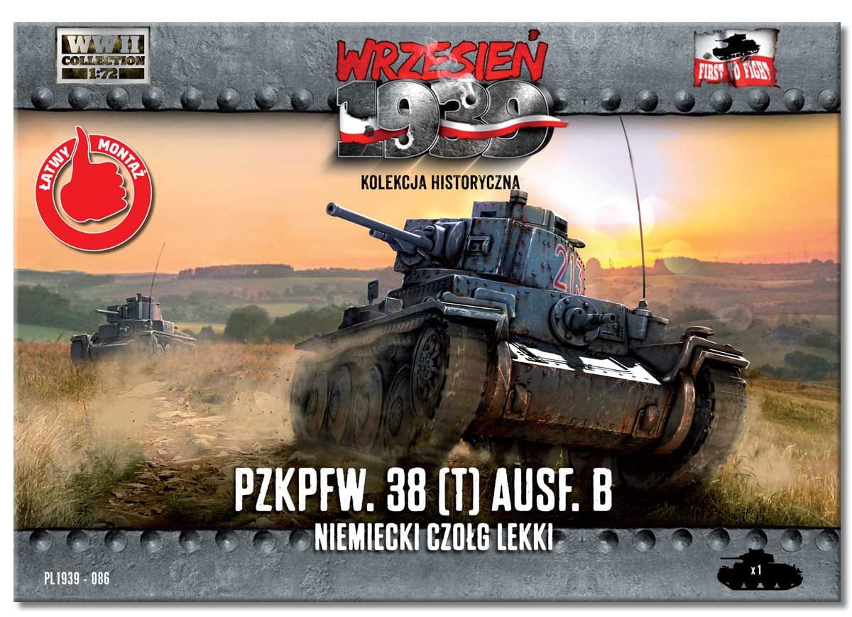 Zdjęcie dodatkowe produktu Niemiecki lekki czołg PzKpfw. 38(t) Ausf. B 1:72 First to Fight PL086