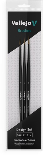 Zestaw pędzli naturalnych okrągłych (0, 1, 2) Vallejo B01991 Pro Modeler Design Set Natural Hair