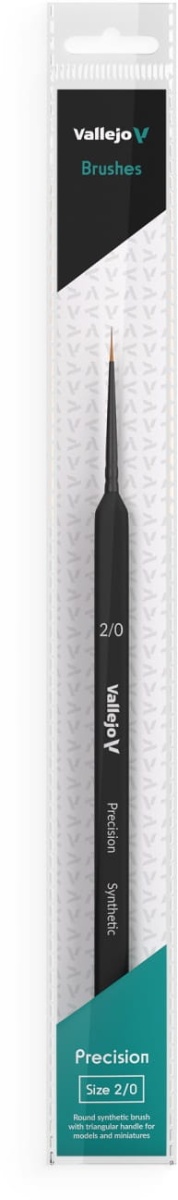 Zdjęcie dodatkowe produktu Pędzel okrągły syntetyczny 2/0 Vallejo B03020 Precision Round Synthetic Brush, Triangular Handle No. 2/0