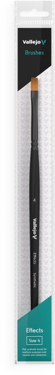 Zdjęcie dodatkowe produktu Pędzel płaski syntetyczny 4 Vallejo B04004 Effects Flat Rectangular Synthetic No. 4