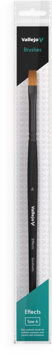 Zdjęcie dodatkowe produktu Pędzel płaski syntetyczny 6 Vallejo B04006 Effects Flat Rectangular Synthetic No. 6