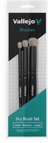 Zestaw pędzli naturalnych Dry Brush (S, M, L) Vallejo B07990