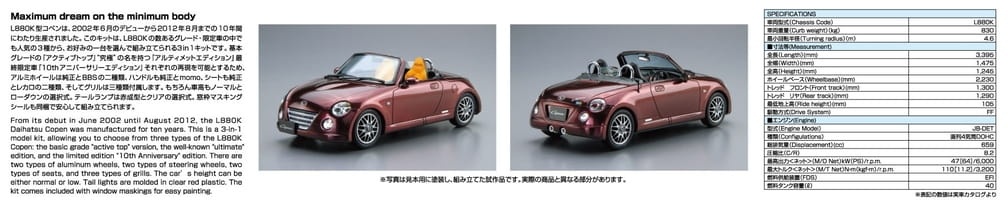 Zdjęcie dodatkowe produktu Daihatsu Copen L880K Ultimate Edition '06 1:24 Aoshima 058299