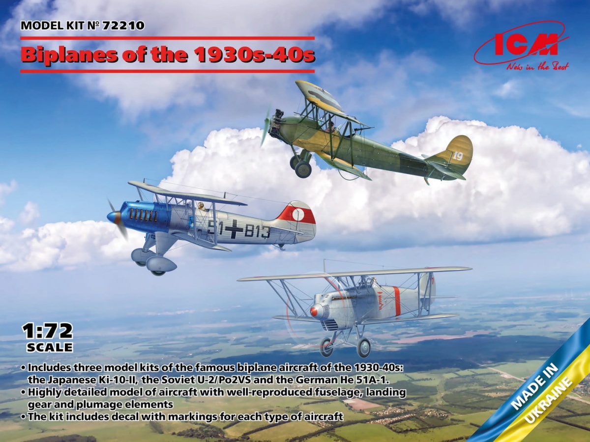 Zdjęcie główne produktu He-51A-1, Ki-10-II, U-2/PO-2VS 1:72 ICM 72210