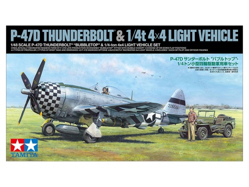 P-47D Thunderbolt Bubbletop and 1/4-Ton 4x4 Light Vehicle 1:48 Tamiya 25214