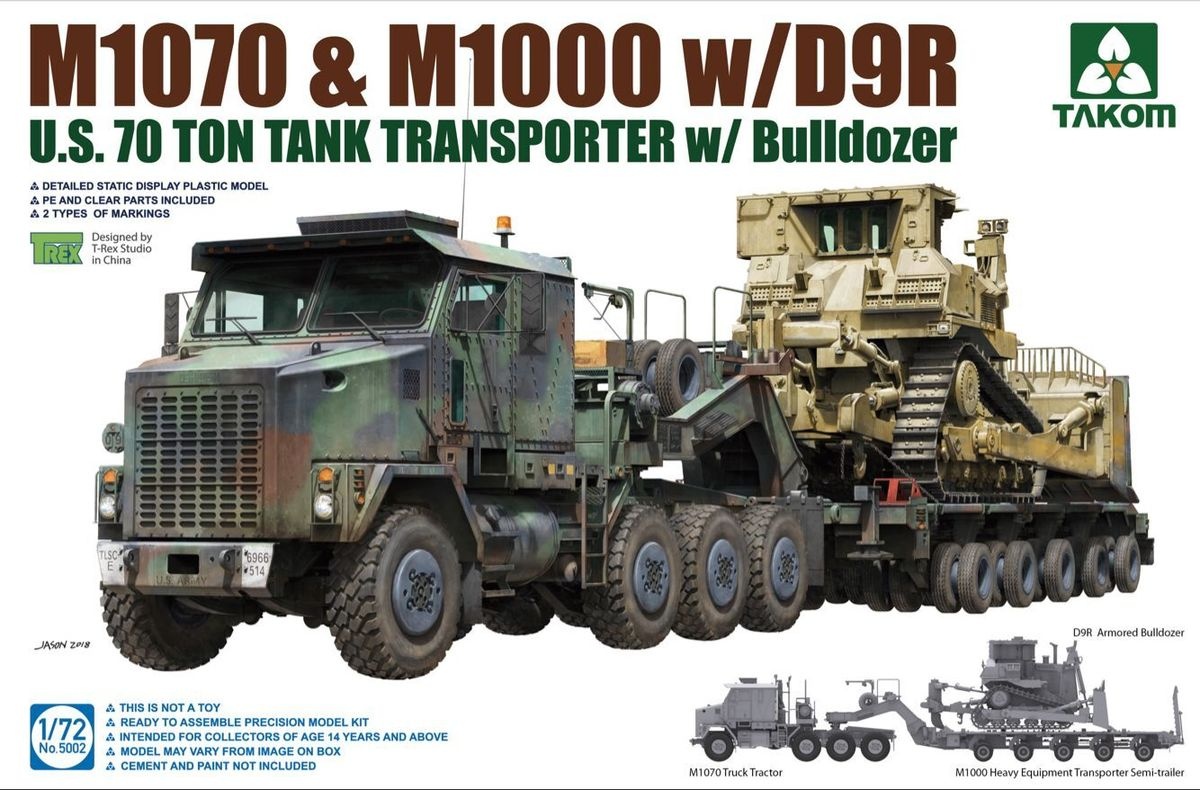 Zdjęcie główne produktu US M1070, M1000 w/D9R - US 70t Transporter w/Bulldozer 1:72 Takom 5002