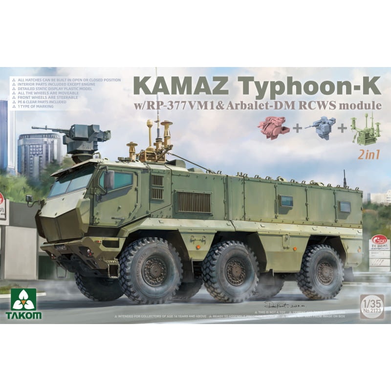 Zdjęcie główne produktu KAMAZ Typhoon-K w/RP-377VM1, Arbalet-DM RCWS Module 1:35 Takom 2173