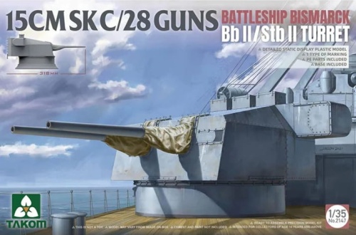 SK C/28 15CM Guns Bismarck Bb II/Stb II Turret 1:35 Takom 2147
