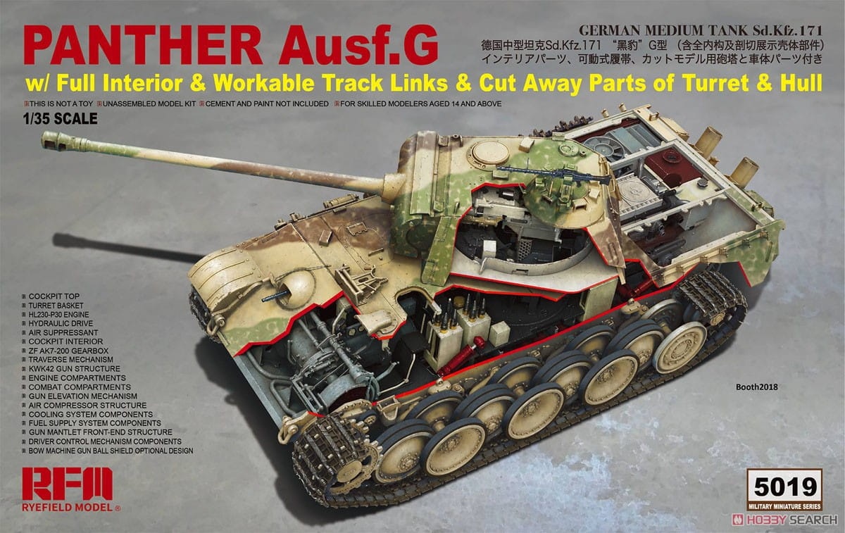 Zdjęcie główne produktu Panther Ausf.G (Sd.Kfz.171) Full Interior 1:35 Rye Field Model 5019