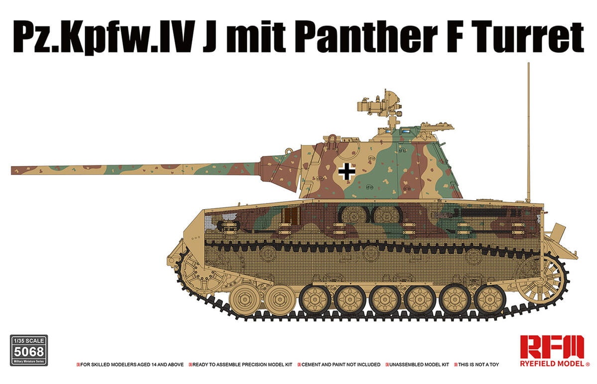 Zdjęcie główne produktu Pz.Kpfw.IV J mit Panther F Turret 1:35 Rye Field Model 5068