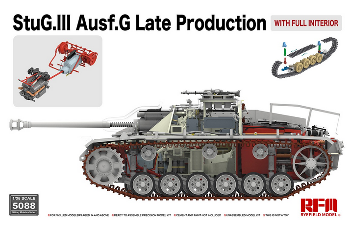 Zdjęcie główne produktu StuG III Ausf.G (Late Production, Full Interior) 1:35 Rye Field Model 5088