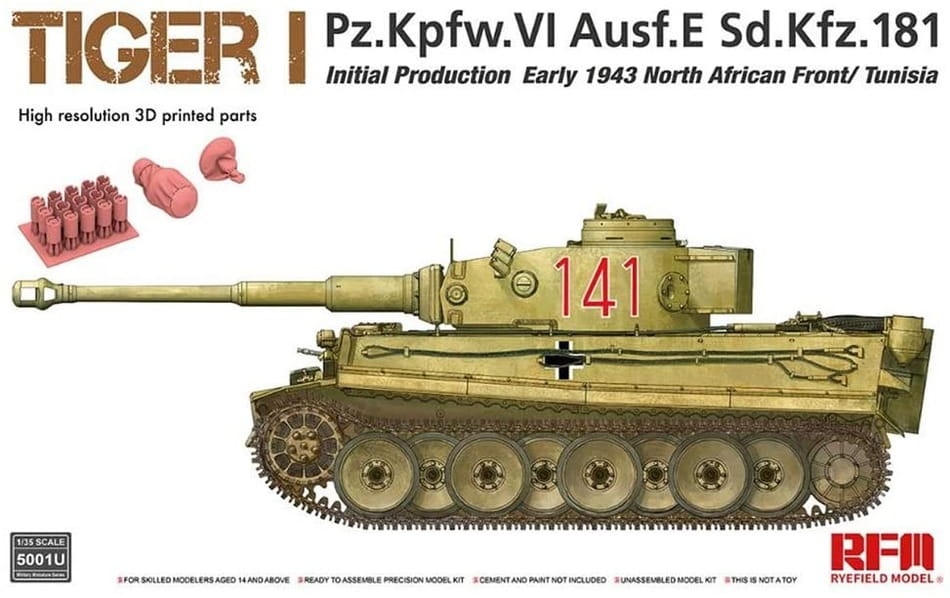 Zdjęcie główne produktu Tiger I Pz.Kpfw.VI Ausf.E (Sd.Kfz.181) 1:35 Rye Field Model 5001U