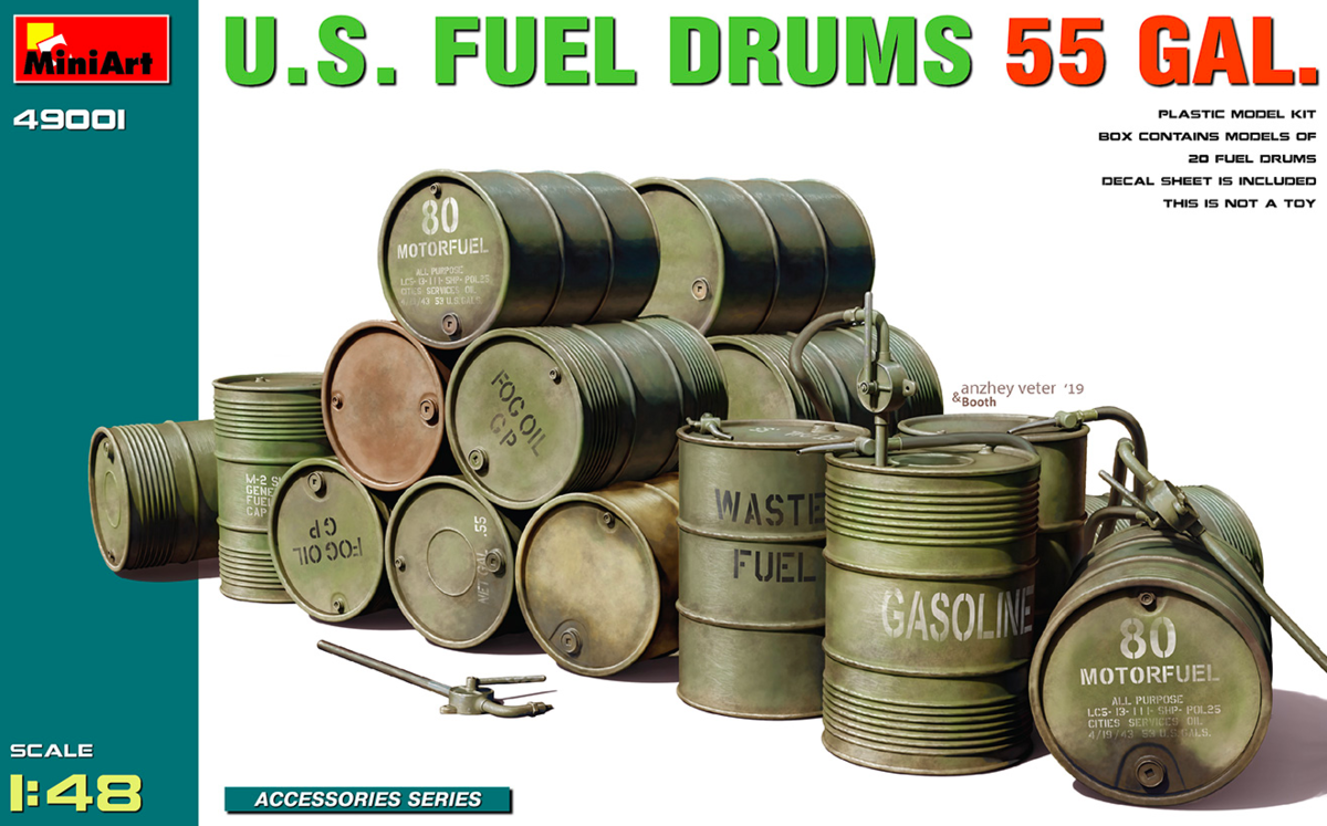 Zdjęcie główne produktu US Fuel Drums 55 Gal (12szt) 1:48 MiniArt 49001