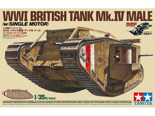 WWI British Tank Mk.IV Male (z silnikiem) 1:35 Tamiya 30057