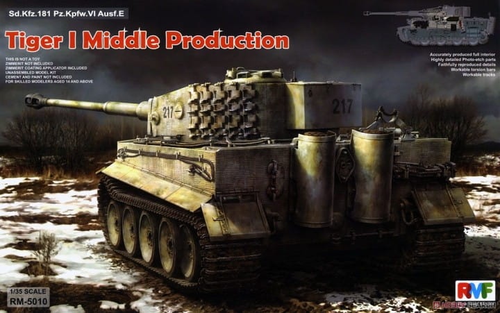 Zdjęcie główne produktu Sd.Kfz. 181 Pz.kpfw.VI Ausf. E Tiger I (Middle Production) 1:35 Rye Field Model 5010