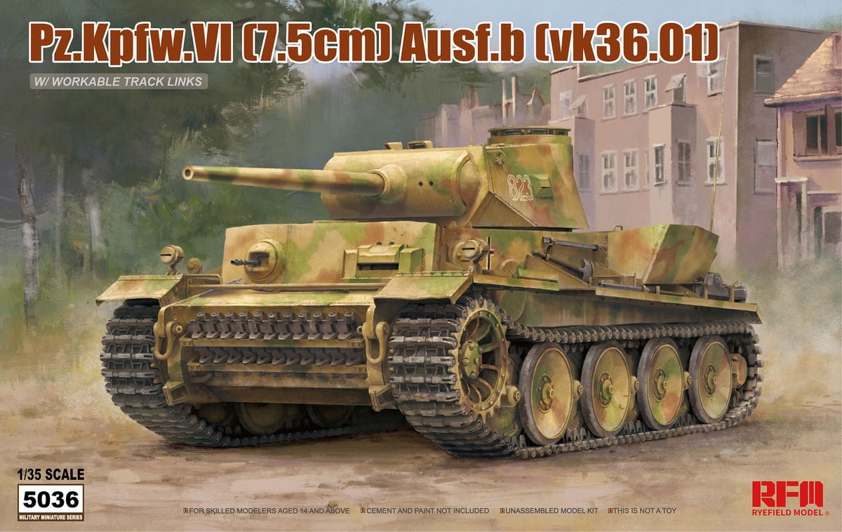 Zdjęcie główne produktu Pz.Kpfw.VI Ausf.B (Vk36.01) (Workable Track Links) 1:35 Rye Field Model 5036