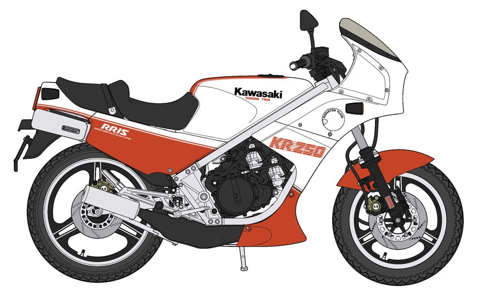 Zdjęcie dodatkowe produktu Kawasaki KR250 (KR250A) (white-red) 1:12 Hasegawa 21745