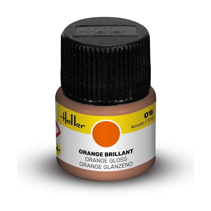 Zdjęcie główne produktu Heller farba akrylowa 018 Orange błyszcząca 12ml