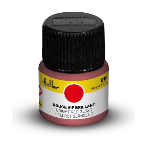 Heller farba akrylowa 019 Bright Red błyszcząca 12ml