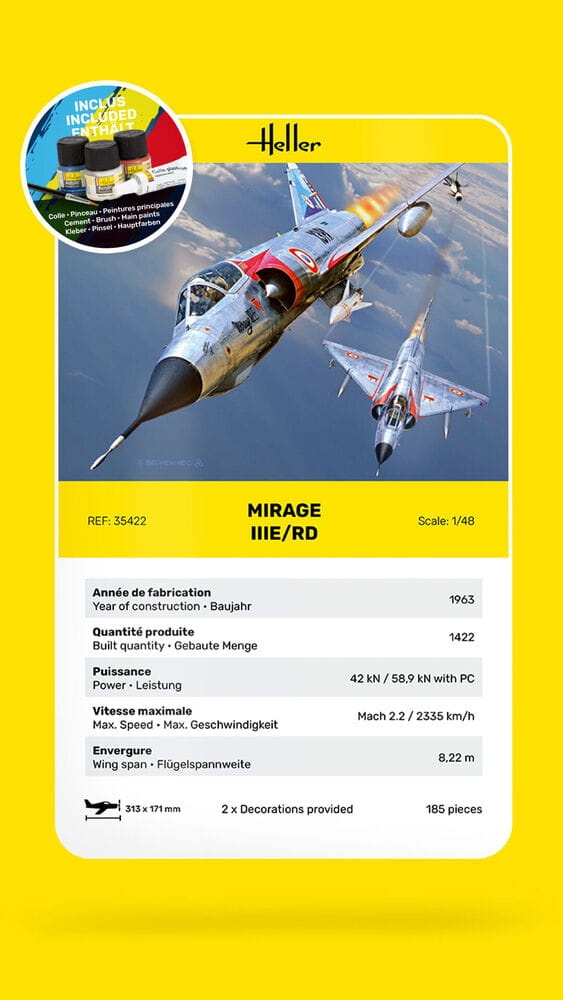 Zdjęcie dodatkowe produktu Mirage IIIE/RD 1:48 Heller 35422 STARTER KIT