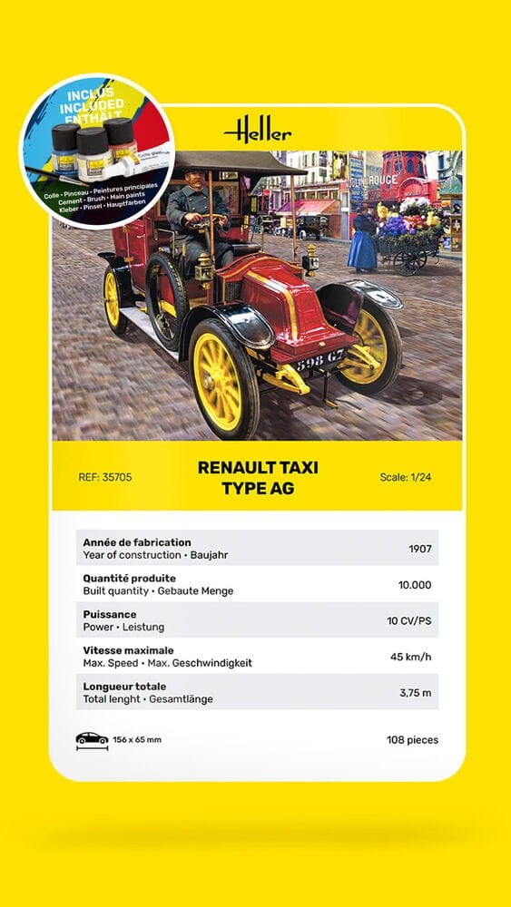 Zdjęcie dodatkowe produktu Renault Taxi Type AG 1:24 Heller 35705 STARTER KIT